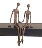 Sitting Couple Cast Bronze Sculpture Statue Figurine Figure Metallic