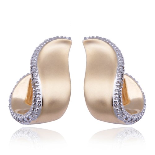 18k Yellow Gold Plated Sterling Silver Diamond-Accent Post Earrings