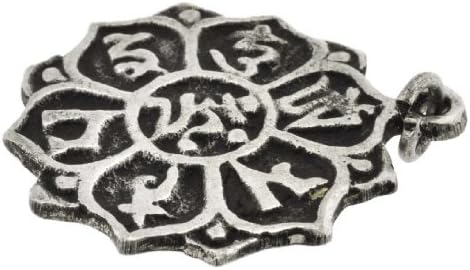 Tibetan Silver Tone Buddhism Mantra Meditation Yoga Jewelry Pendant Necklace (Mantra Lotus)