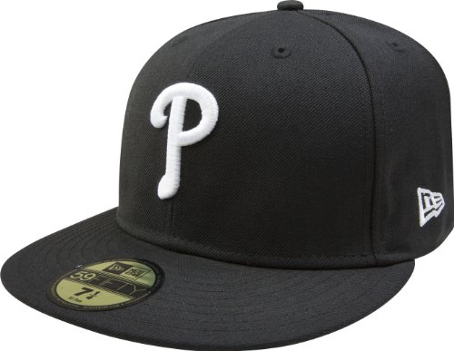 MLB Philadelphia Phillies Black with White 59FIFTY Fitted Cap (7 1/4)