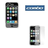 Transparent Clear Crystal Snap-on Cover Case + Clear Reusable LCD Screen Protector for Apple 2nd Generation Iphone 3G Smartphone