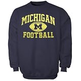 Michigan Wolverines Navy Blue Old School Football Crew Sweatshirt