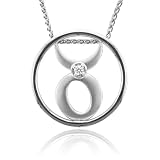 Zodiac Sign Taurus Silver Diamond Pendant Necklace (HI, I1-I2, 0.05 carat)