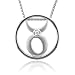 Zodiac Sign Taurus Silver Diamond Pendant Necklace (HI, I1-I2, 0.05 carat)