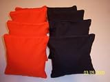 CORNHOLE BAGS - 8 ACA Regulation Bags (2 Sets of 4) BLACK / ORANGE