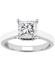 0.50 Ct Princess H/I SI1/SI2 Diamond 14K White Gold Ring