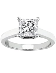0.60 Ct Princess H/I I1 Diamond 14K White Gold Ring