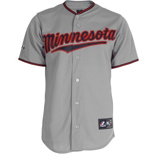 MLB Men's Minnesota Cooperstown RC Synthetic Replica Jersey, Grey, Large