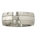 Men's Stainless Steel Wide Band Accented Ring