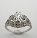 Antique Original Art Deco Platinum Sapphire And Diamond ( 1.46 Ct ) Engagement Ring