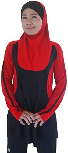 Nashata Women's Long Modest Top Large Red