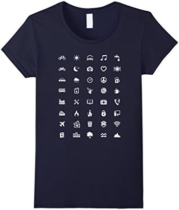 Women's Traveller T-shirt with 40 Icons Large Navy
