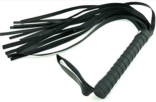 PleasantMomentsTM Black Leather Whip Adult Custom Sexy Night House Party Flogger Queen Game Toy (Black)