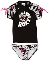 Teenie Wahine Girls 2-6x Rashguard Set, Black
