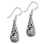 925 Sterling Silver Flower Pattern Dangle Earrings
