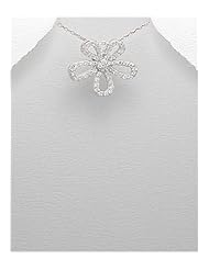 Flower CZ Pendant Necklace In 92.5 Sterling Silver