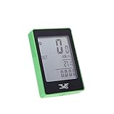 Anself Wireless Bike Bicycle Cycling Computer Odometer Speedometer Touch Button LCD Backlight Backlit Water-resistant Multifunction Green