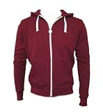 Criminal Damage Skinny Burgundy Hoody White Zip XS - XL