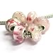 Queenberry (Free S/H) 6pcs Sterling Silver Assorted Pink Rose White Heart Love Flower Murano Bundle Glass Bead For Pandora Troll Chamilia Biagi European Story Charm Bracelets Jewelry
