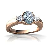 14k Rose Gold Oval Genuine Aquamarine Ring