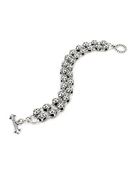 Twisted Blade Silver Round Cross Double Link 9 Inches Bracelet