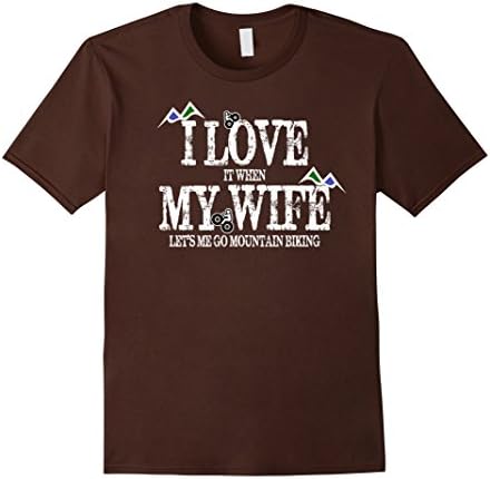 Men's PREMIUM "Love It When Wife Let's Me Mountain Bike" T-shirt XL Brown