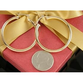 Large 14K Gold Filled Smooth Hoop Earrings 3mm Hoops Silky