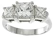 925 Sterling Silver 3 Stone Princess-Cut CZ Ring Sizes 5-9