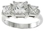 925 Sterling Silver 3 Stone Princess-Cut CZ Ring- SIZE 7