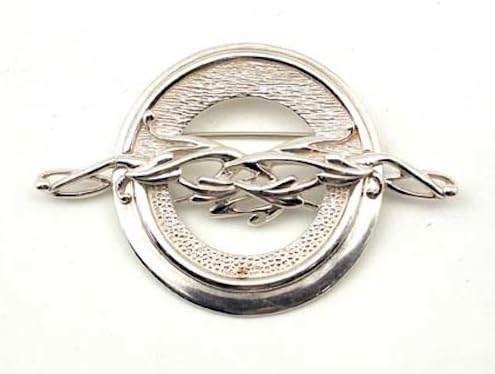 Stunning Odins Leaves Solid Sterling Silver Wallis Hunter Plaid Sash Brooch