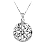 Sterling Silver Celtic Knot Round Pendant , 18"