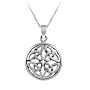 Sterling Silver Celtic Knot Round Pendant w/ Rolo Chain, 18"