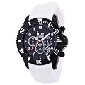 Ice Watch - CH.BW.B.S.10 - Ice Chrono - Montre Homme - Quartz Analogique - Cadran Noir - Bracelet Silicone Blanc - Grand Mod�le