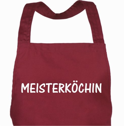 Kochen - Grillen - Schürze, bordeaux mit aufgesetzter Tasche MEISTERKÖCHIN