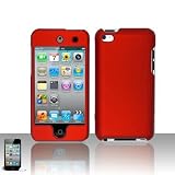 Premium Rubberized Snap-on Hard Crystal Front and Rear Case Cover for Apple iPod Touch 4G, 4th Generation, 4th Gen - red compatible with 8GB / 32GB / 64GB
