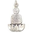 'Awakening of Enlightenment' Reversible Sitting Buddha and Lotus Flower Pendant with Words of Compassion, Peace and Love in Sterling Silver, helps support Animal Charities, #7448