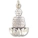 'Awakening of Enlightenment' Reversible Sitting Buddha and Lotus Flower Pendant with Words of Compassion, Peace and Love in Sterling Silver, helps support Animal Charities, #7448