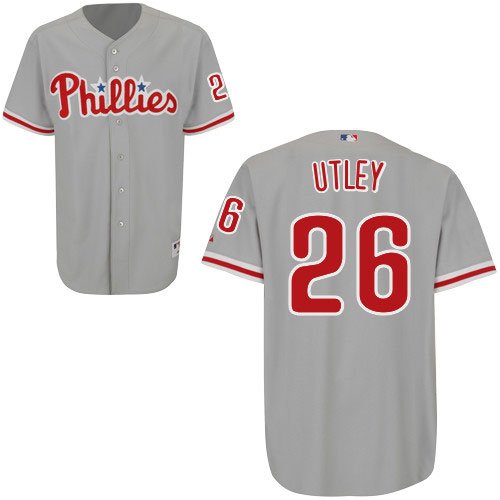 Buy Chase Utley Philadelphia Phillies Road Grey Authentic MLB Jersey by Majestic Athletic now!