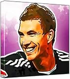 Edin Dzeko – Pop Art Print (Multicolour; Purple Stars Background) 30 x 30 x 2 cm Medium Square Deep Box Canvas
