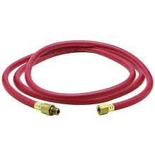 Amflo 25L-60BD Red 300 PSI Rubber Lead-in Air Hose 1/4" x 60" With 1/4" MNPT x 1/4" FNPT Fittings, Bend Restrictors, And Ball Swivel