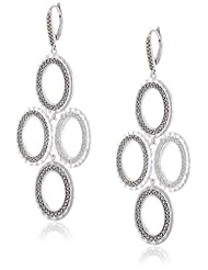 Judith Jack "Silver Halo" Sterling Silver and Marcasite Hammered Drama Drop Earrings