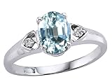 1.04 cts Genuine Aquamarine and Diamond Ring - 14kt White or Yellow Gold