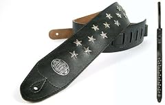 Black 'Biker Series' Faux Leather Guitar Strap for Electric/Acoustic/Bass Guitar