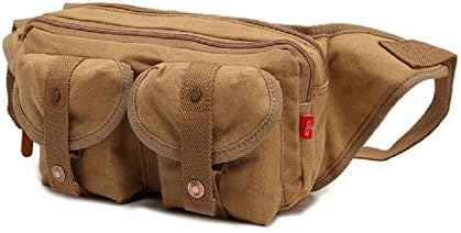 Miss LF New High-capacity Multiple Aslant Canvas Retro Waistbag (Khaki)