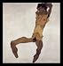 Egon Schiele (Seated Male Nude) Black Wood-Mounted Art Poster Print - 13" X 19"