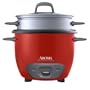 Aroma Arc-743-1Ngr 3-Cup, Uncooked 6-Cup, Cooked Rice Cooker and Food Steamer, Red