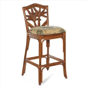 Cancun Palm Indoor Stationary Rattan 24 Counter Stool in TC Antique Finish Fabric: Palm...