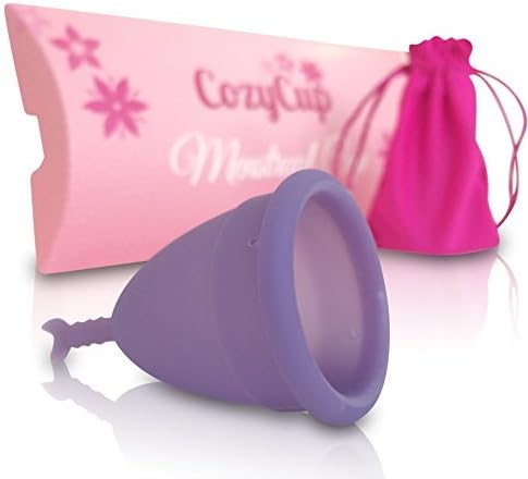 CozyCup Menstrual Cup Pink/Purple - Large/Small - Made of Medical-Grade Silicone - Can be Reused for up to 10 Years - Includes Fabric Storage Pouch by CozyCup
