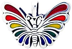 Gay Rainbow Butterfly Pewter Pendant Necklace
