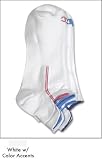 3-Pack Champion Women's DD High Performance Microfiber Low Cut Heel Shield Sock CH644, White with Color Accents, 5-9